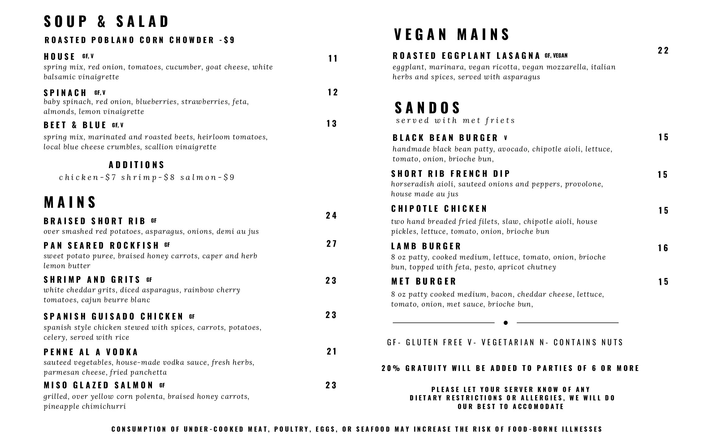 Dinner menu 24-25 2